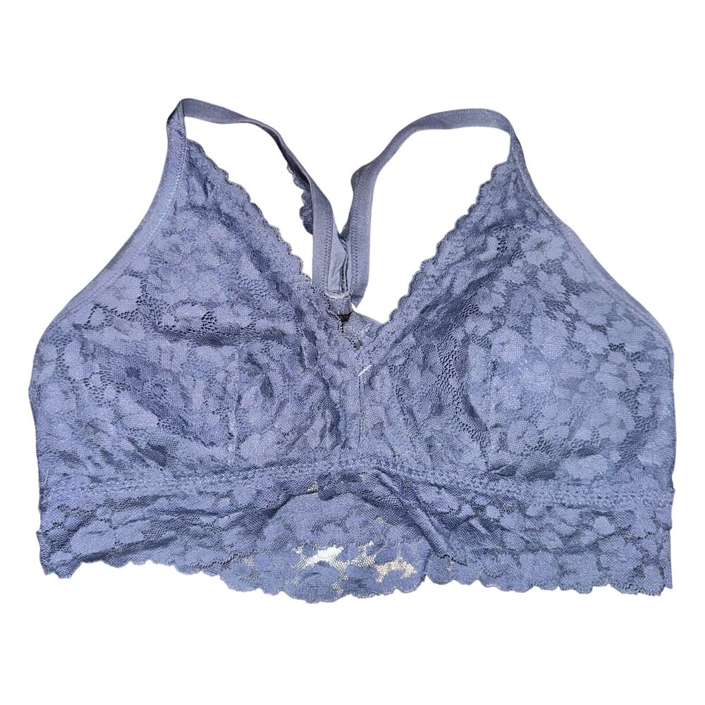 Aerie Lace Bralette Women's Size XL Cornflower Blue Floral Racerback Padded